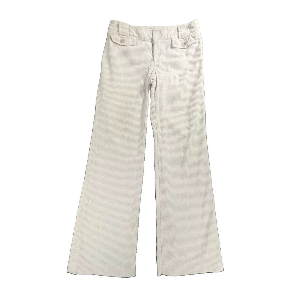 Banana Republic Ivory Stretch Corduroy Bootcut Pants sz 8L Wide Leg